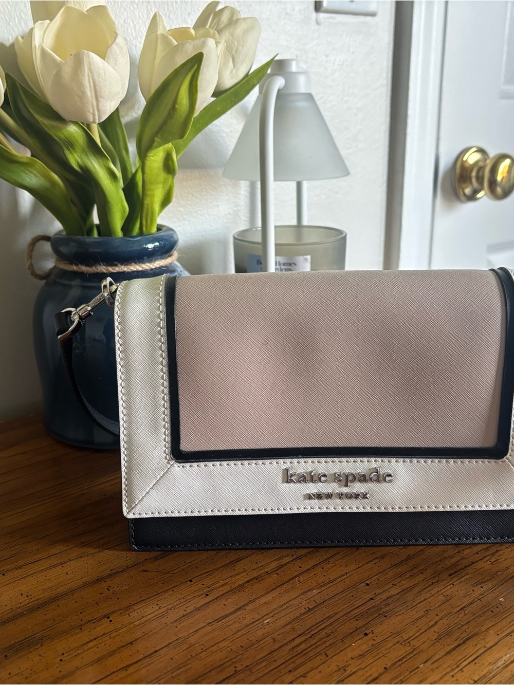 kate spade Two-Tone Crossbody Bag in Blush, Cream and Black